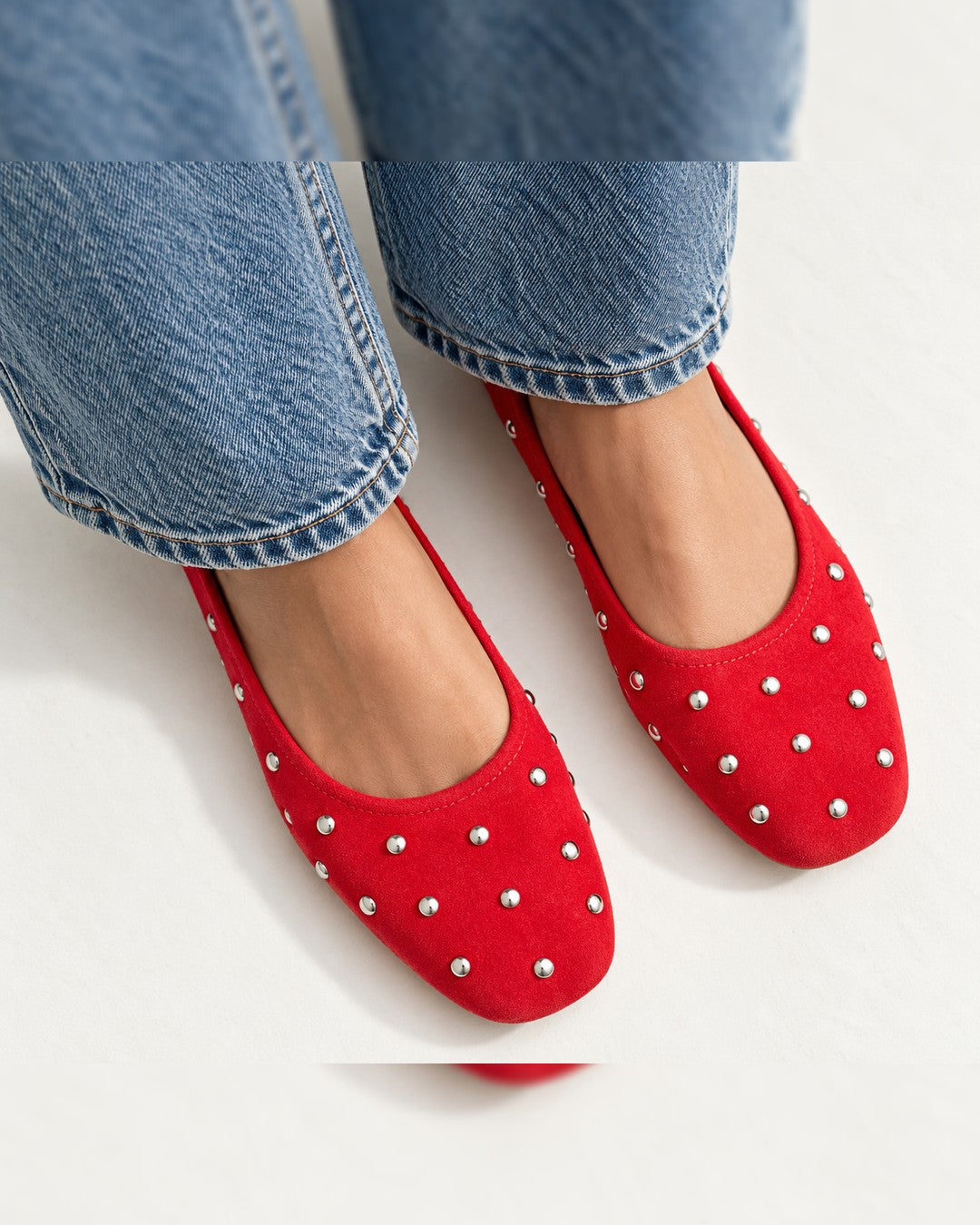 Simple Stud Ballerina - Red - detail