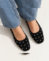 Simple Stud Ballerina - Black - front view