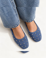 Simple Stud Ballerina - Blue - front view