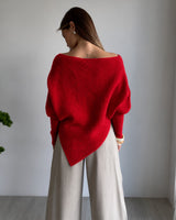 Soft Cloud Batwing Blouse - Red - back view