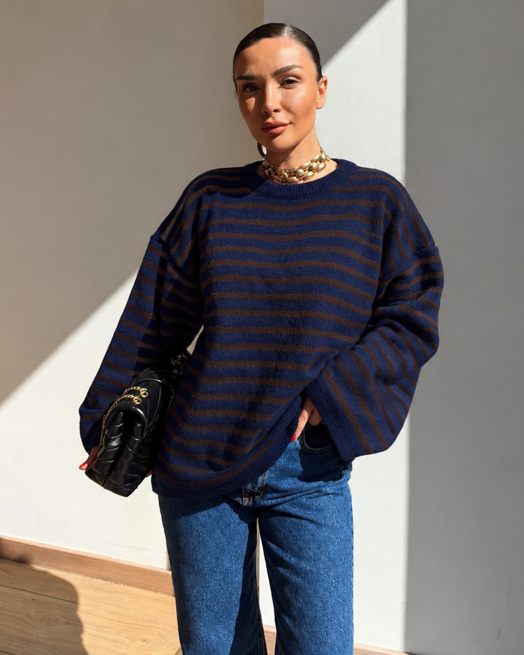 Striped Loose Top - front view