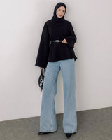 Structured Belted Top + Belt - Black - front view