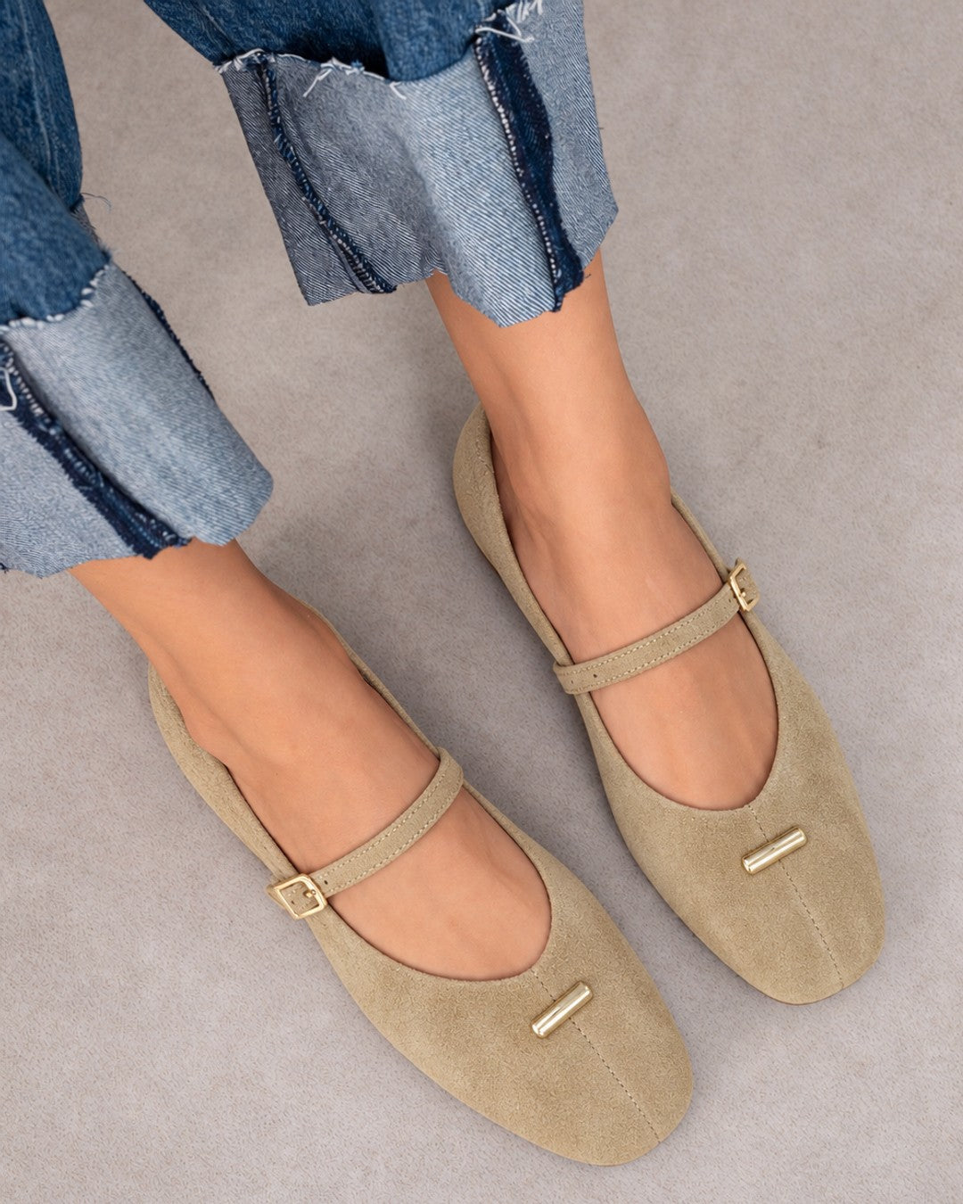 Suede Ballet Flats - front view