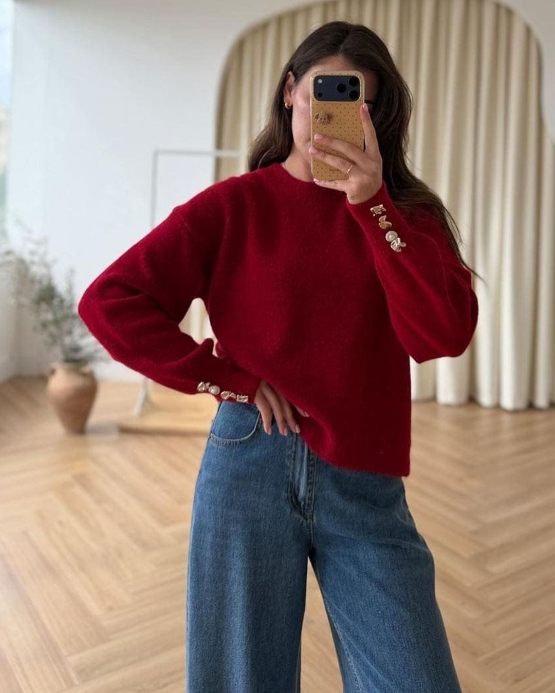 The Charm Cuff Top - Red - front view