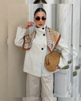 The Check Jacket - Beige - front view
