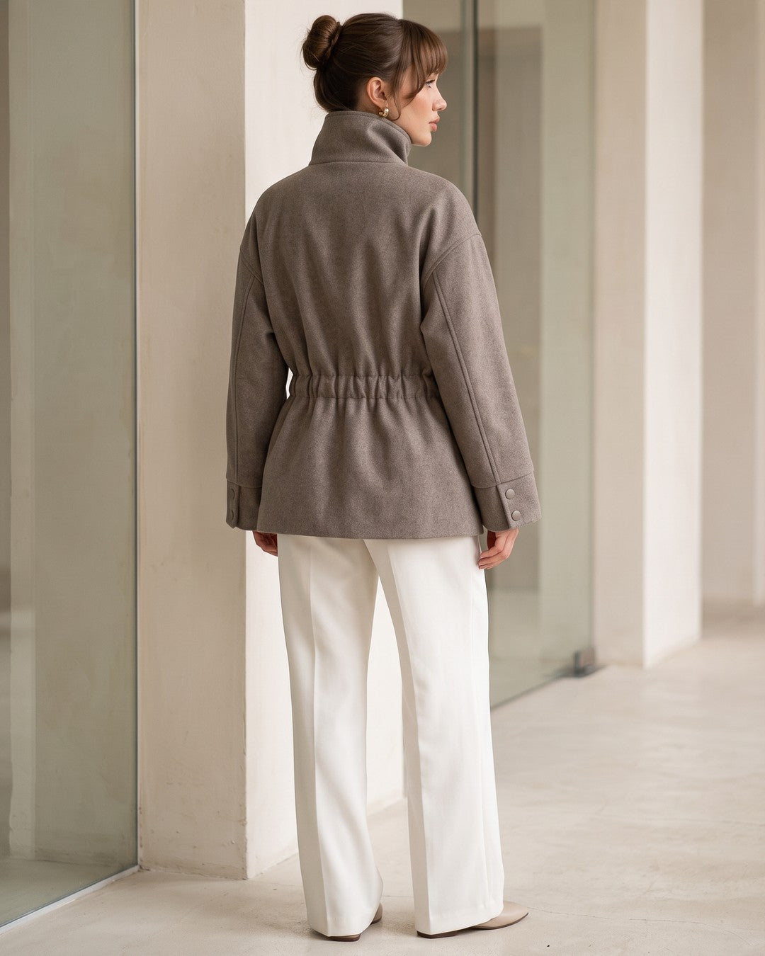 The Regent Belted Jacket - Light Brown - back view
