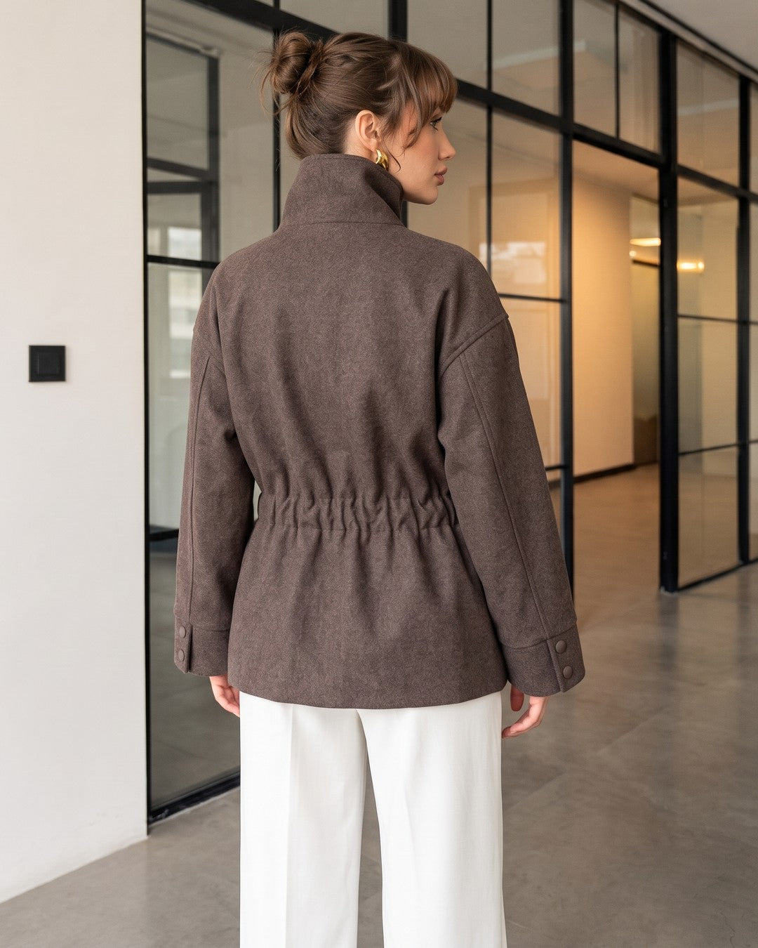 The Regent Belted Jacket - Light Brown - back view