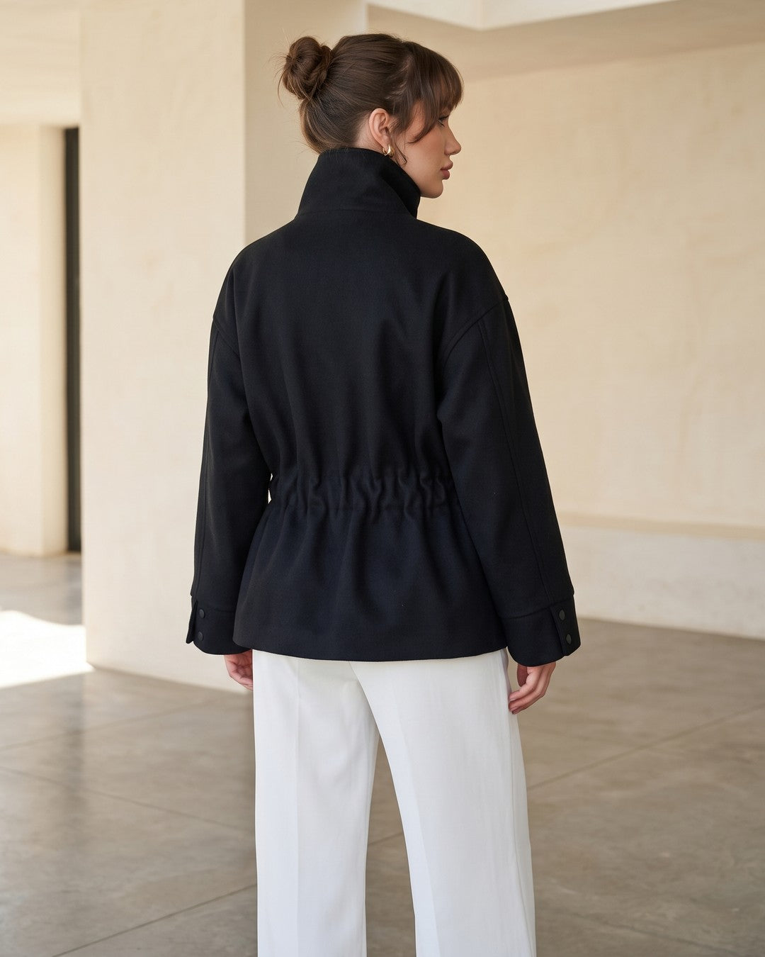 The Regent Belted Jacket - Black - back view