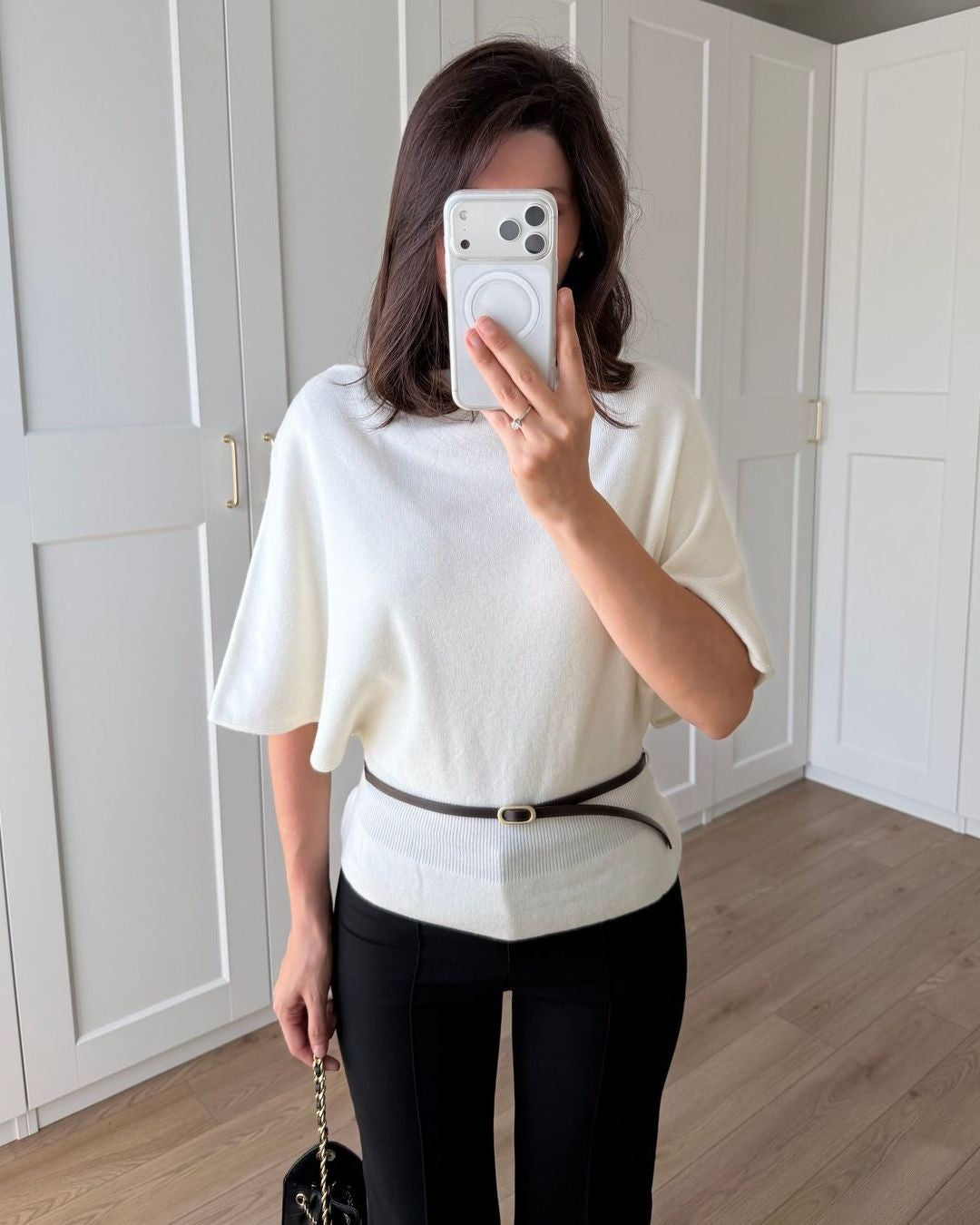 Top + Belt - White - front view
