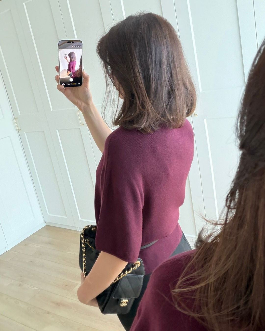 Top + Belt - Burgundy - back view