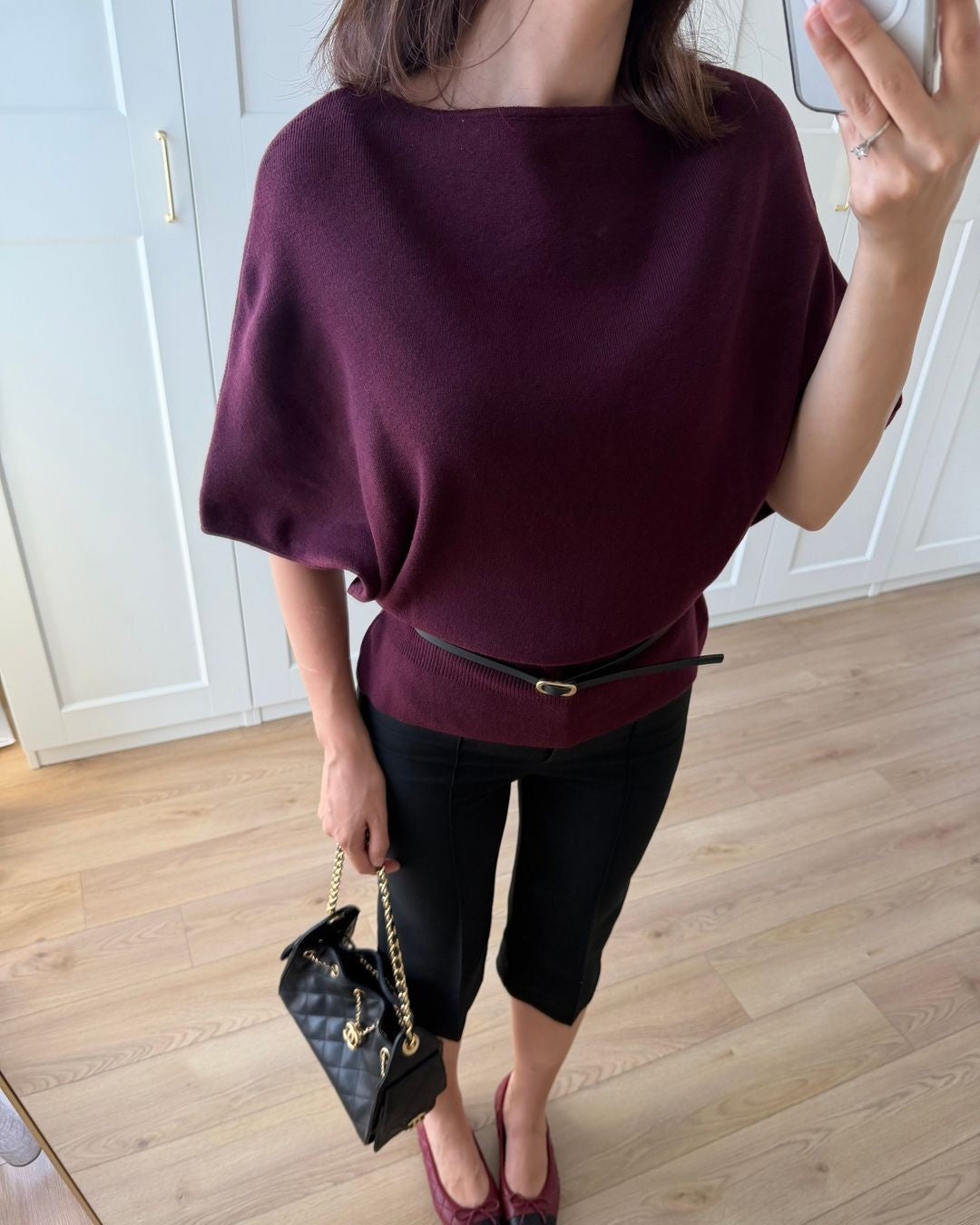 Top + Belt - Burgundy - front view