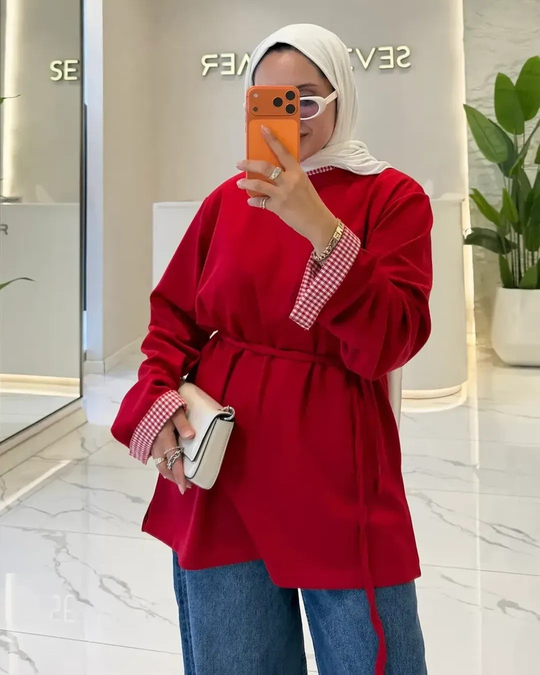 Top + Belt - Red - front view