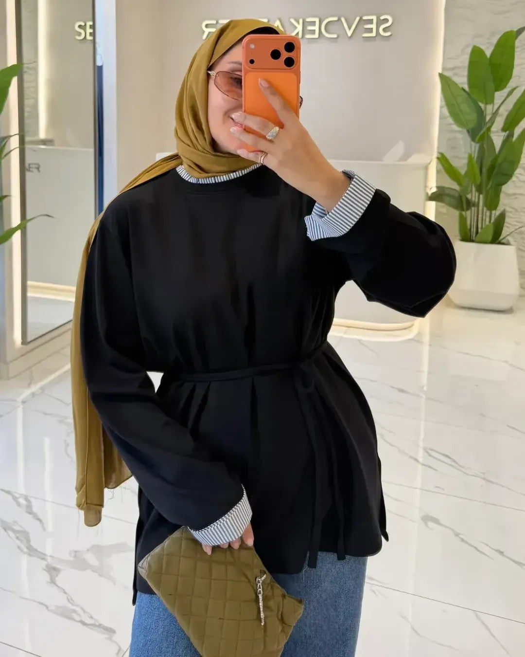 Top + Belt - Black - front view