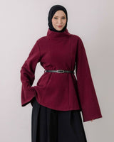 Top + Belt - Burgundy - front view