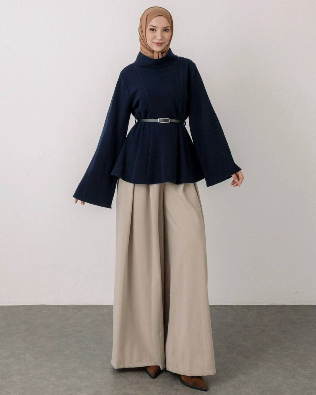 Top + Belt - Navy - front view