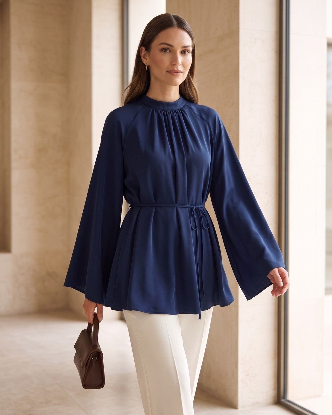 Top + Belt - Navy - front view