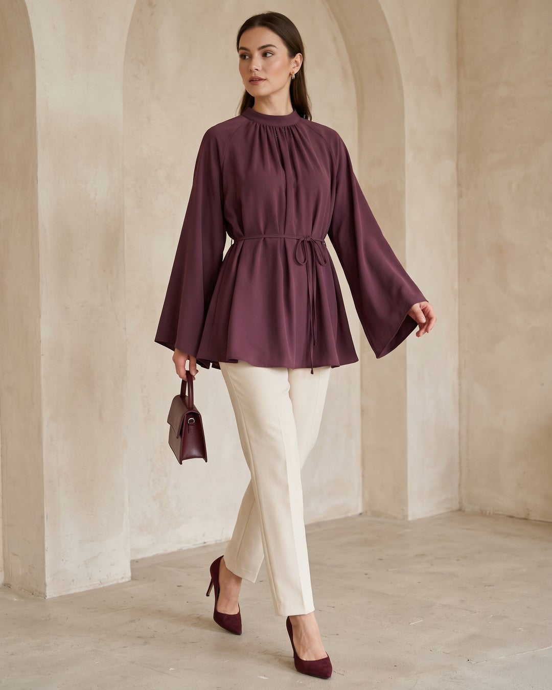 Top + Belt - Purple - three-quarter view