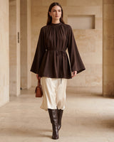 Top + Belt - Brown - front view