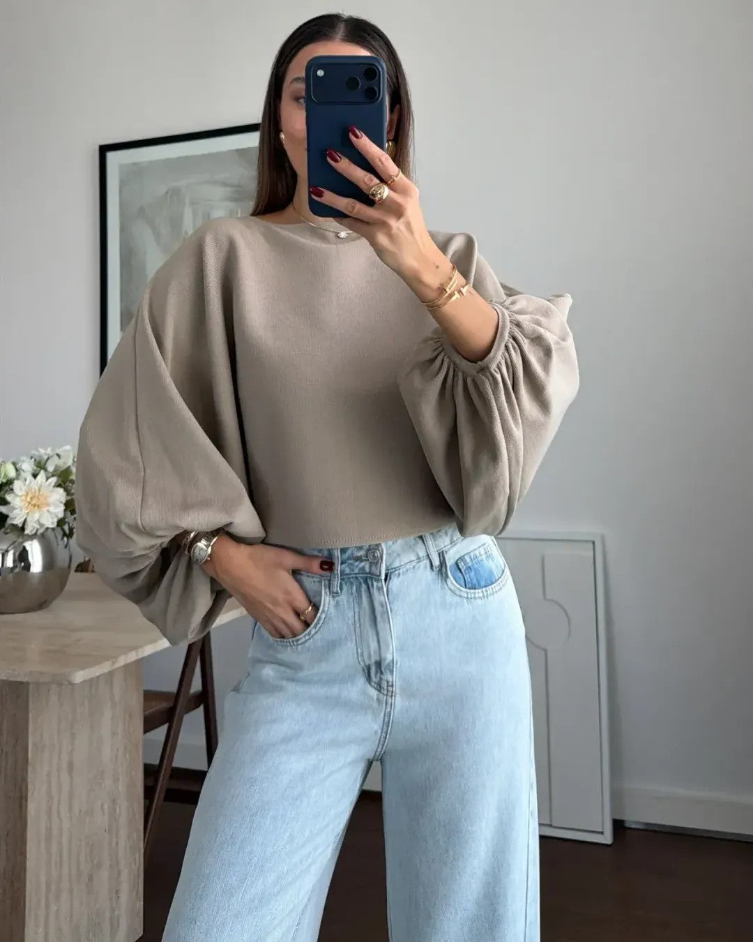 Top - Beige - front view