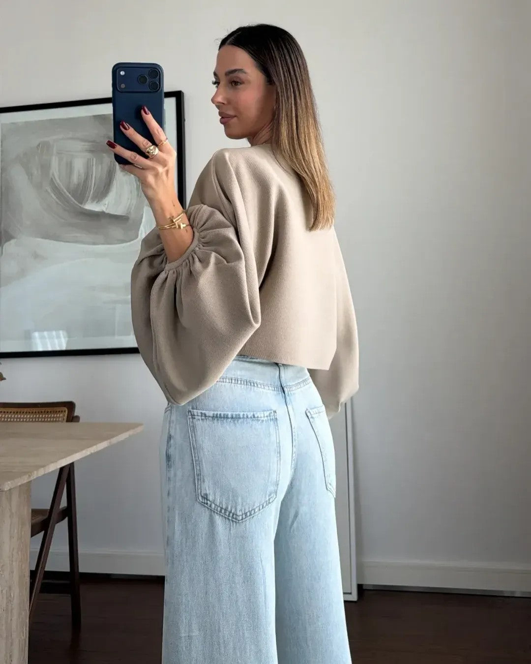 Top - Beige - back view