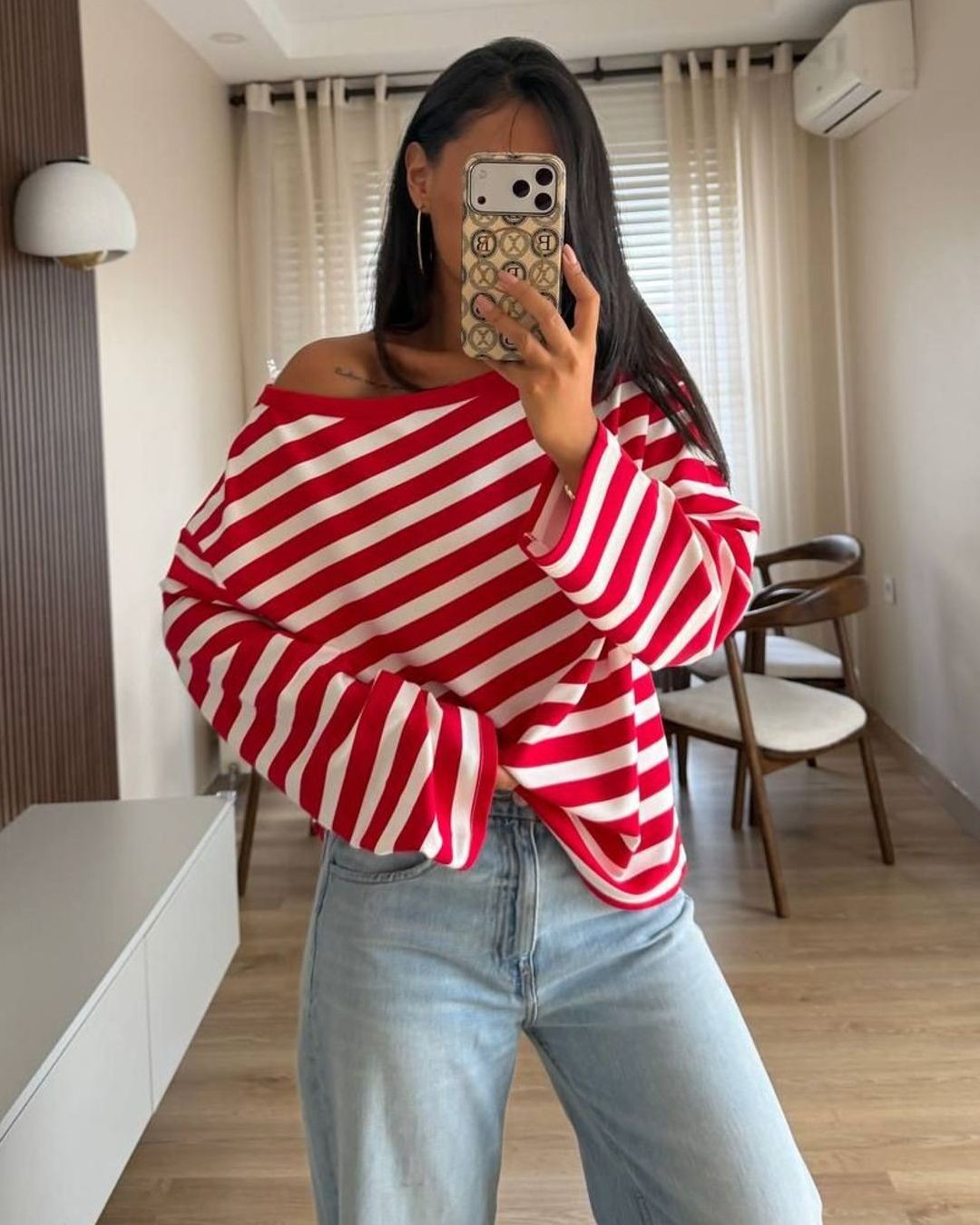 Striped Simple Top - front view