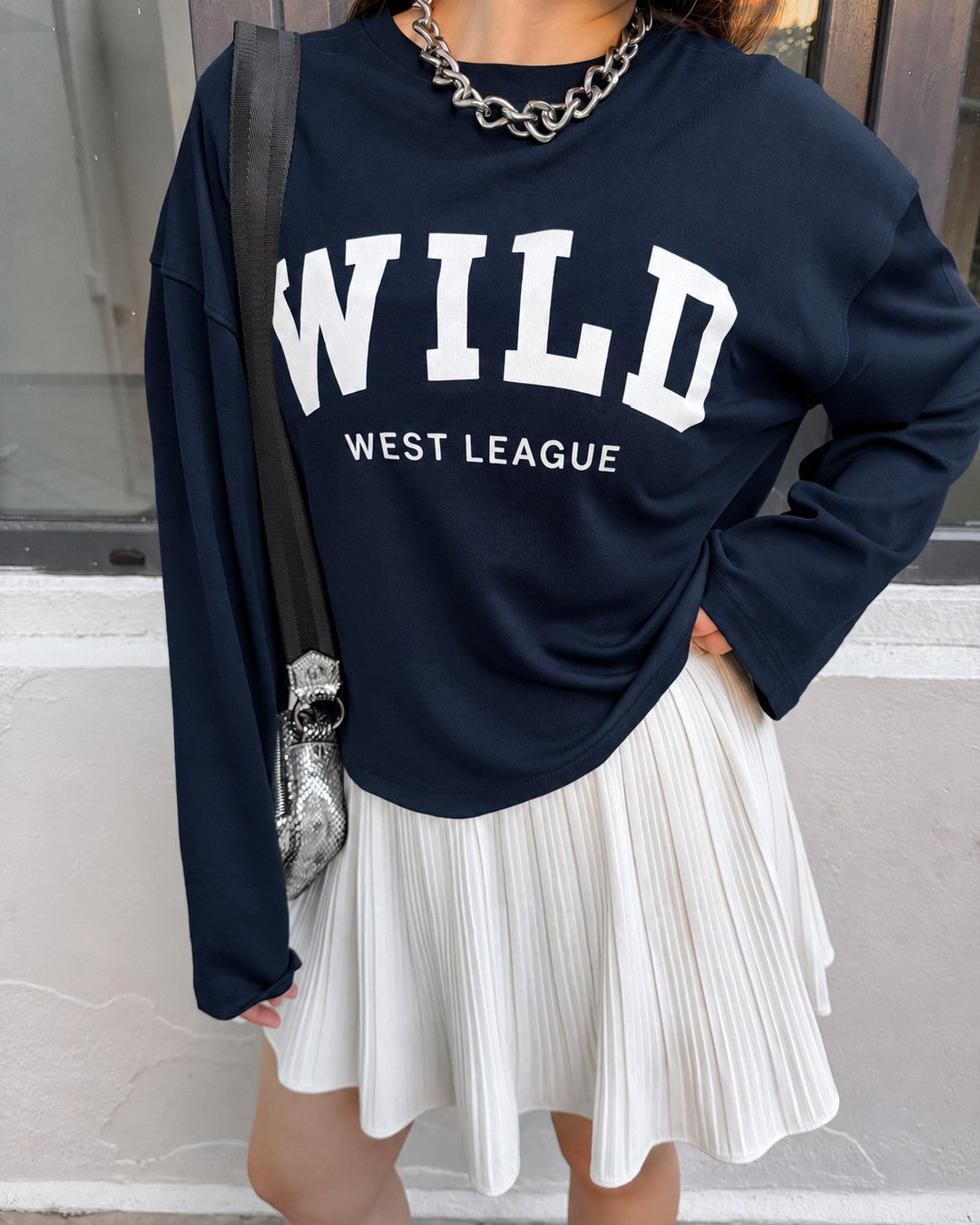 Top - Navy - front view
