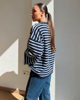 Top - Navy - three-quarter view