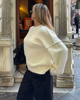 The Élodie Studded Knit - White - three-quarter view