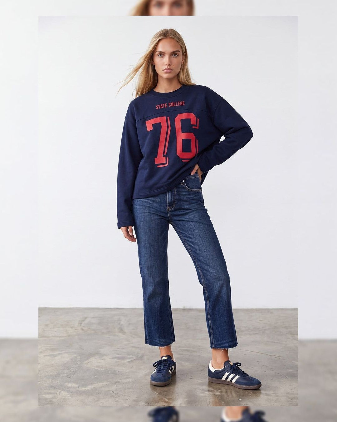 Top - Navy - front view