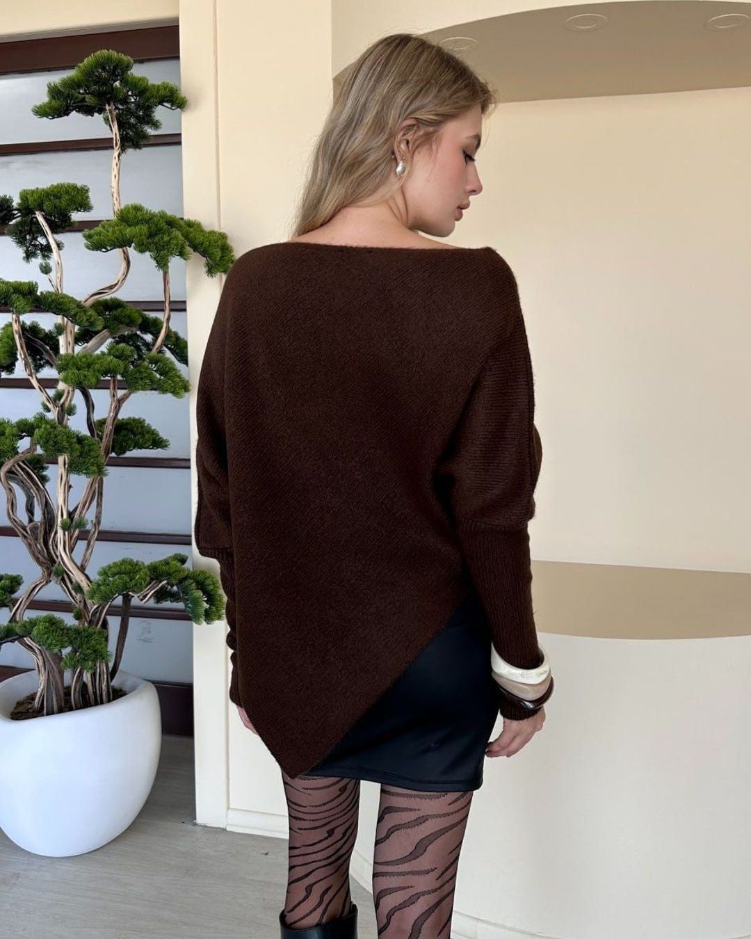 Top - Brown - back view