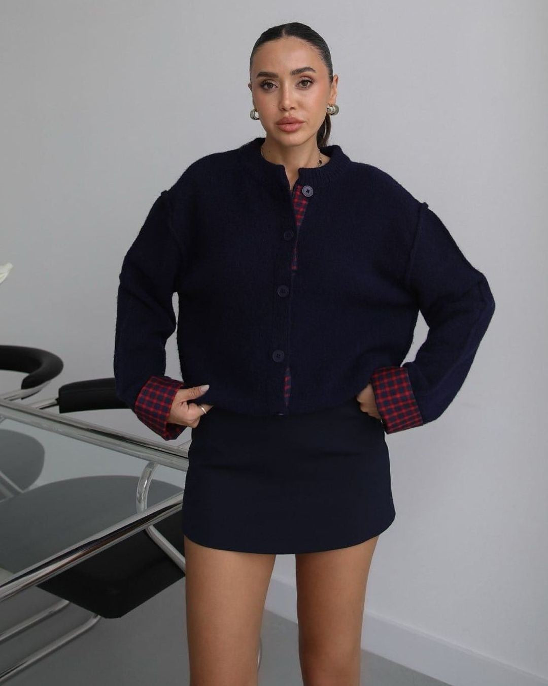 Top - Navy - front view