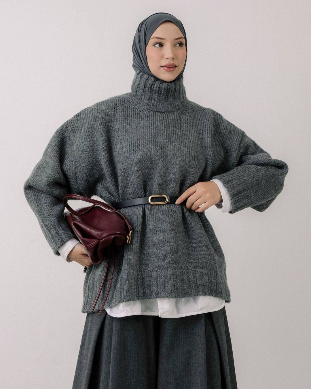 Must Have Turtleneck Sweater - Dark Grey - front view