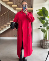Trench Coat with Printed Lining - Red - front view