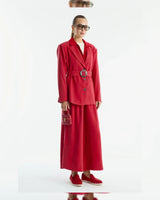 Two Piece Set + Belt - Red - three-quarter view