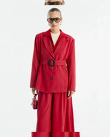 Two Piece Set + Belt - Red - front view