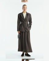 Two Piece Set + Belt - Brown - front view