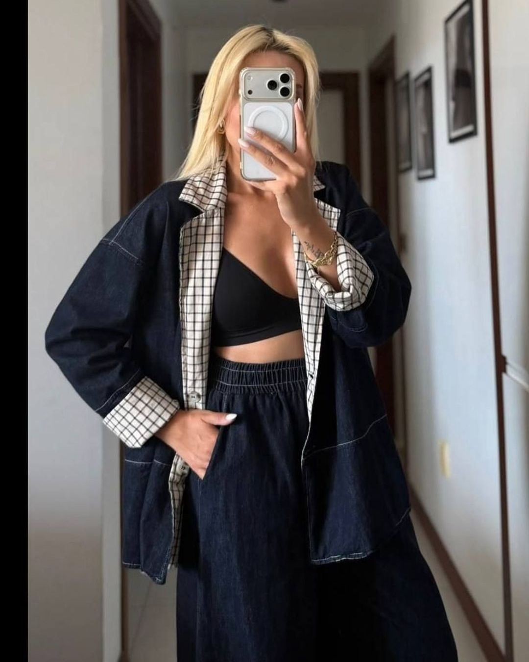Two Piece Set + Belt - Denim - front view