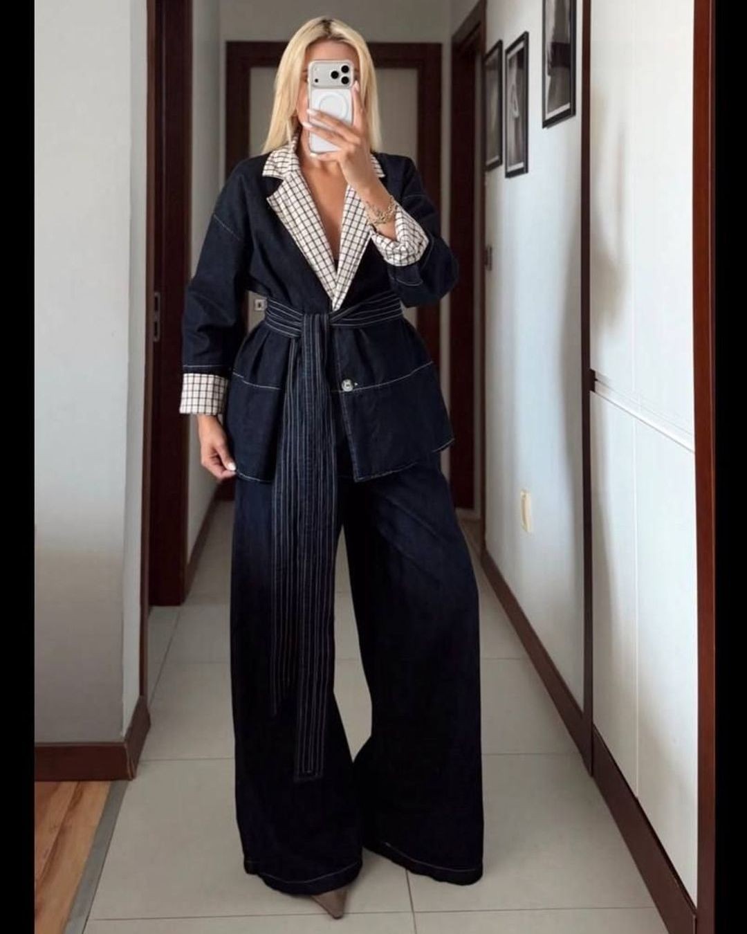Two Piece Set + Belt - Denim - front view