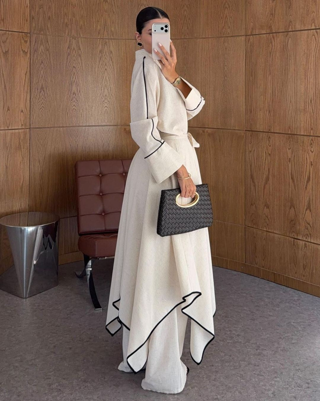 Two Piece Set - Beige - three-quarter view
