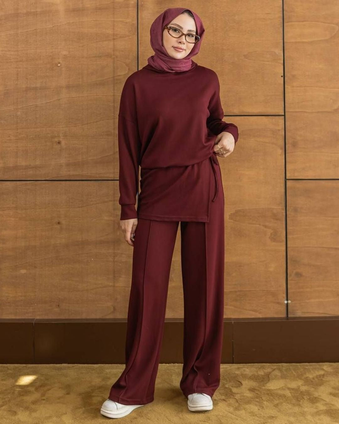 Two Piece Set - Burgundy - front view