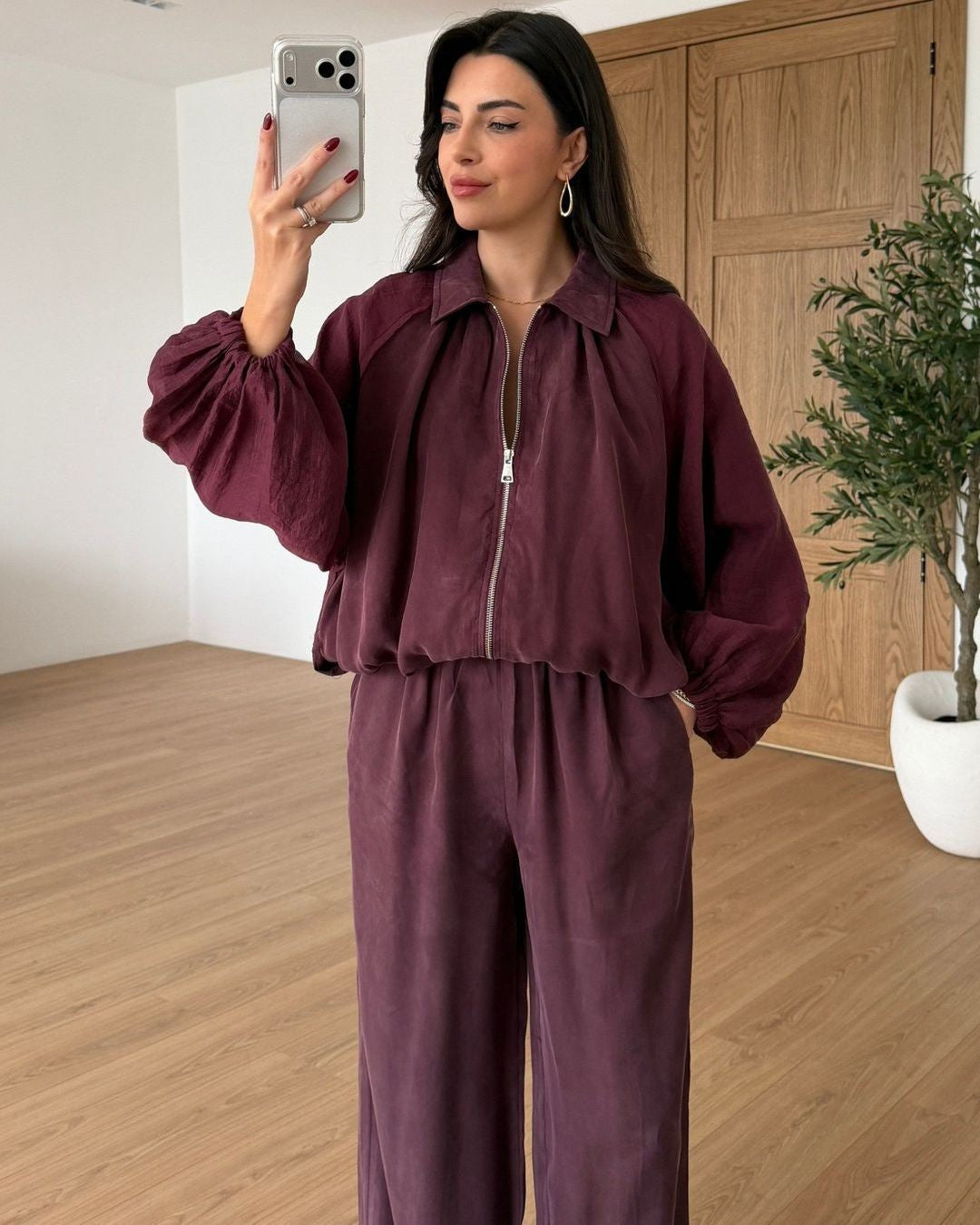 Two Piece Set - Burgundy - front view