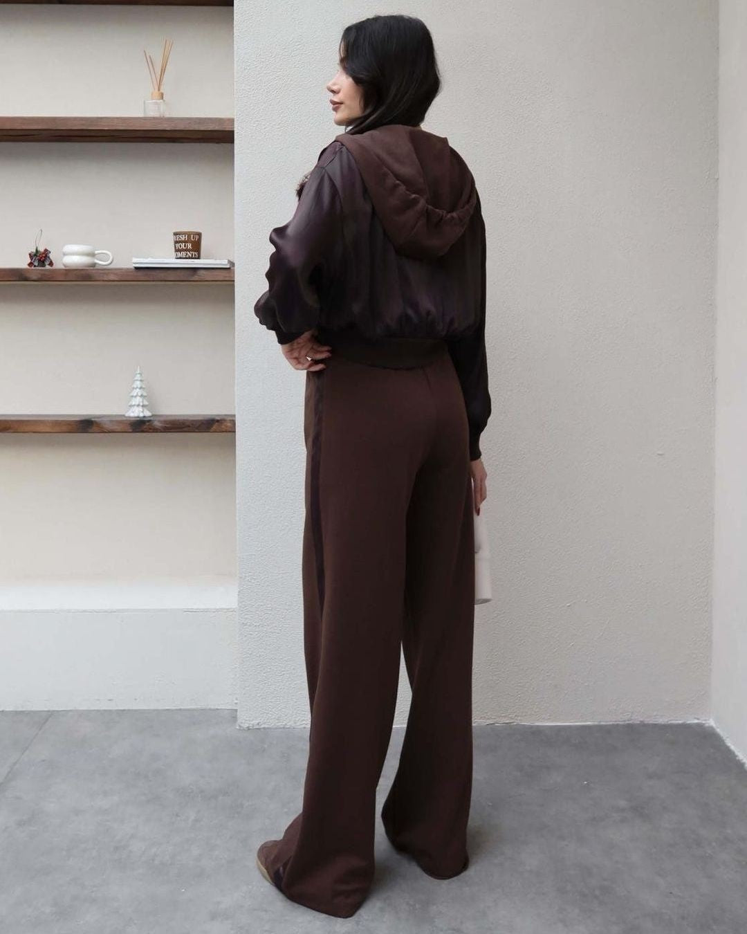 Two Piece Set - Brown - back view