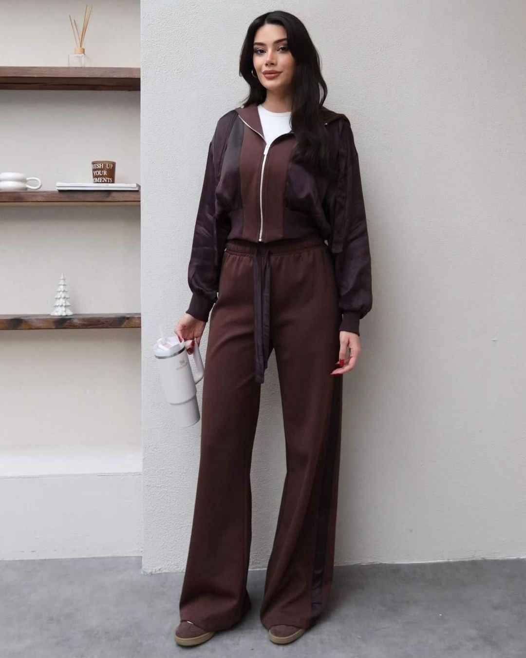 Two Piece Set - Brown - front view
