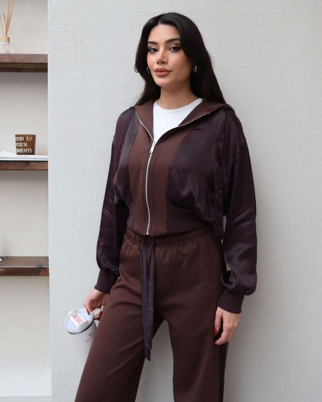Two Piece Set - Brown - front view