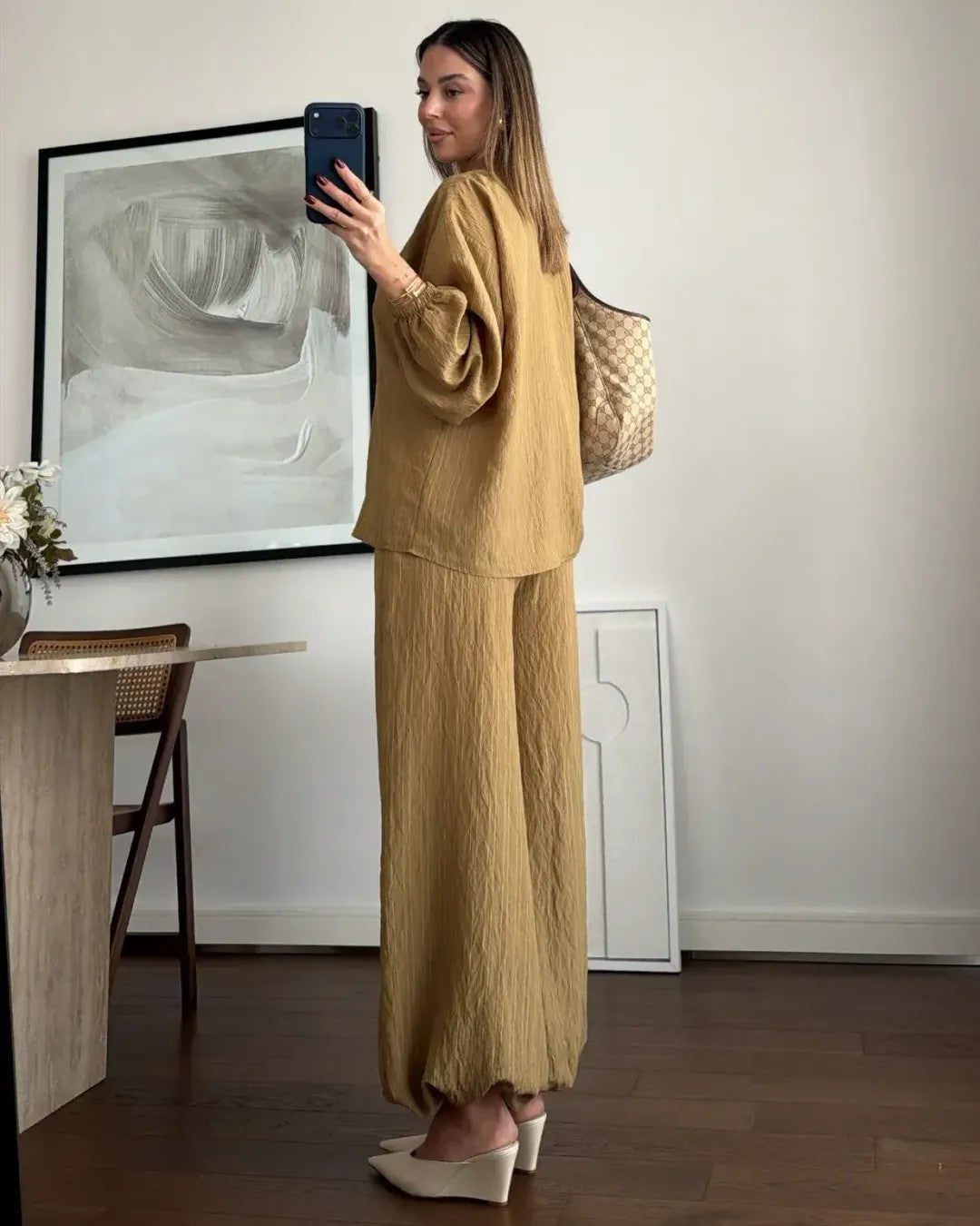 Two Piece Set - Brown - side view