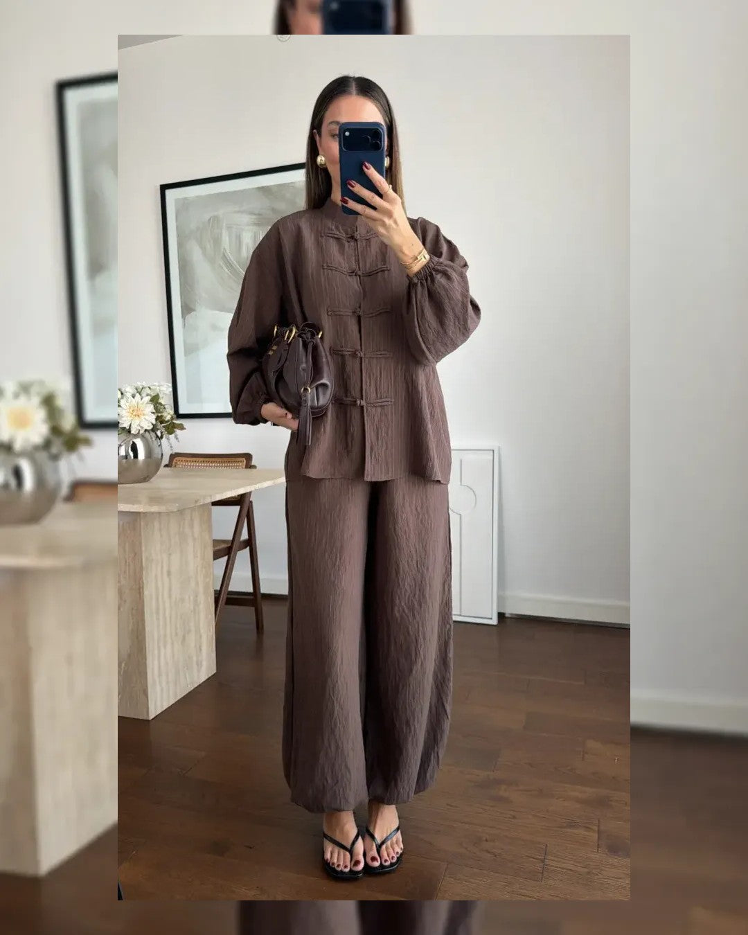 Two Piece Set - Brown - front view