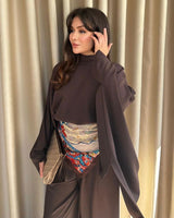 Two Piece Set - Brown - three-quarter view