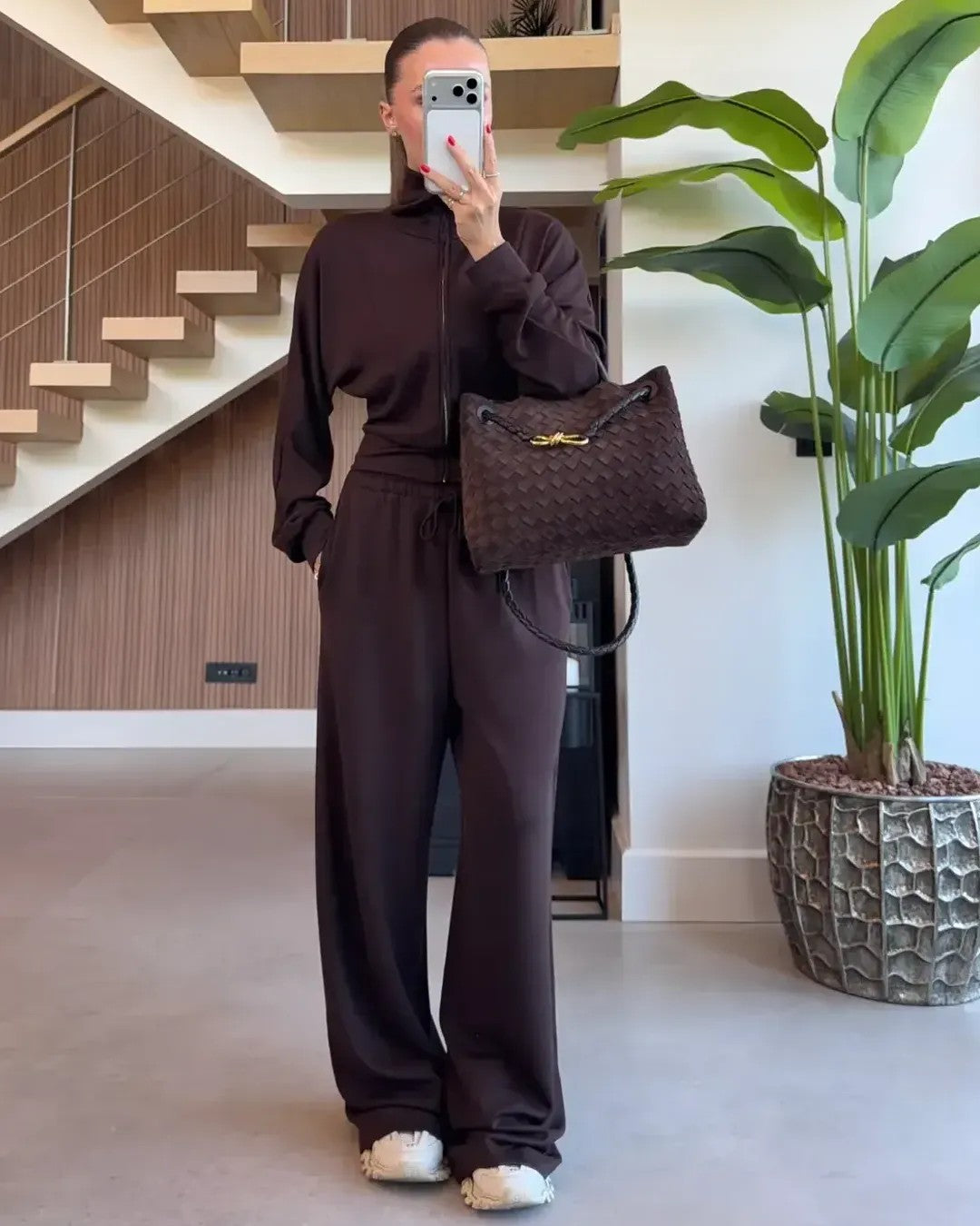 Two Piece Set - Brown - front view