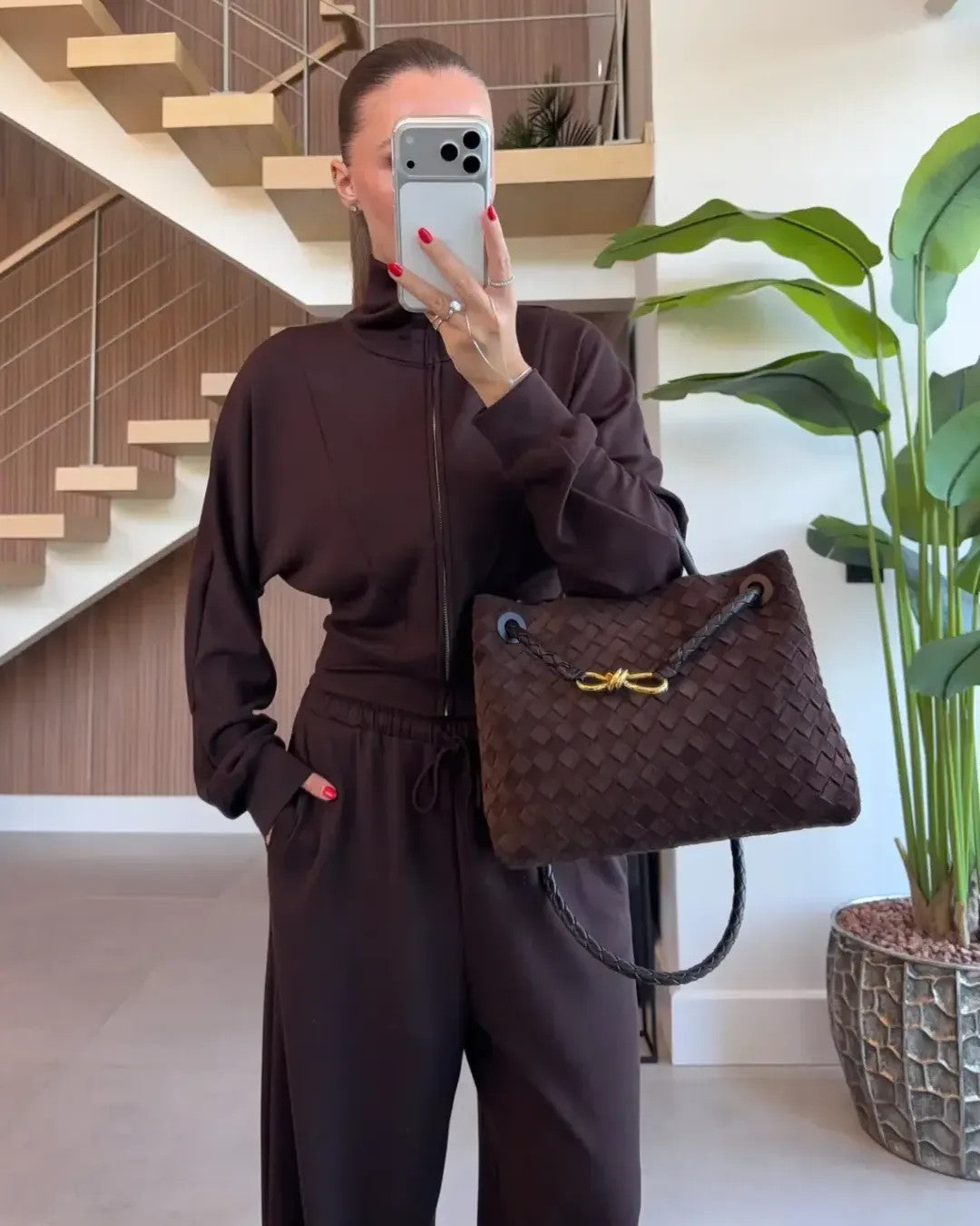 Two Piece Set - Brown - front view