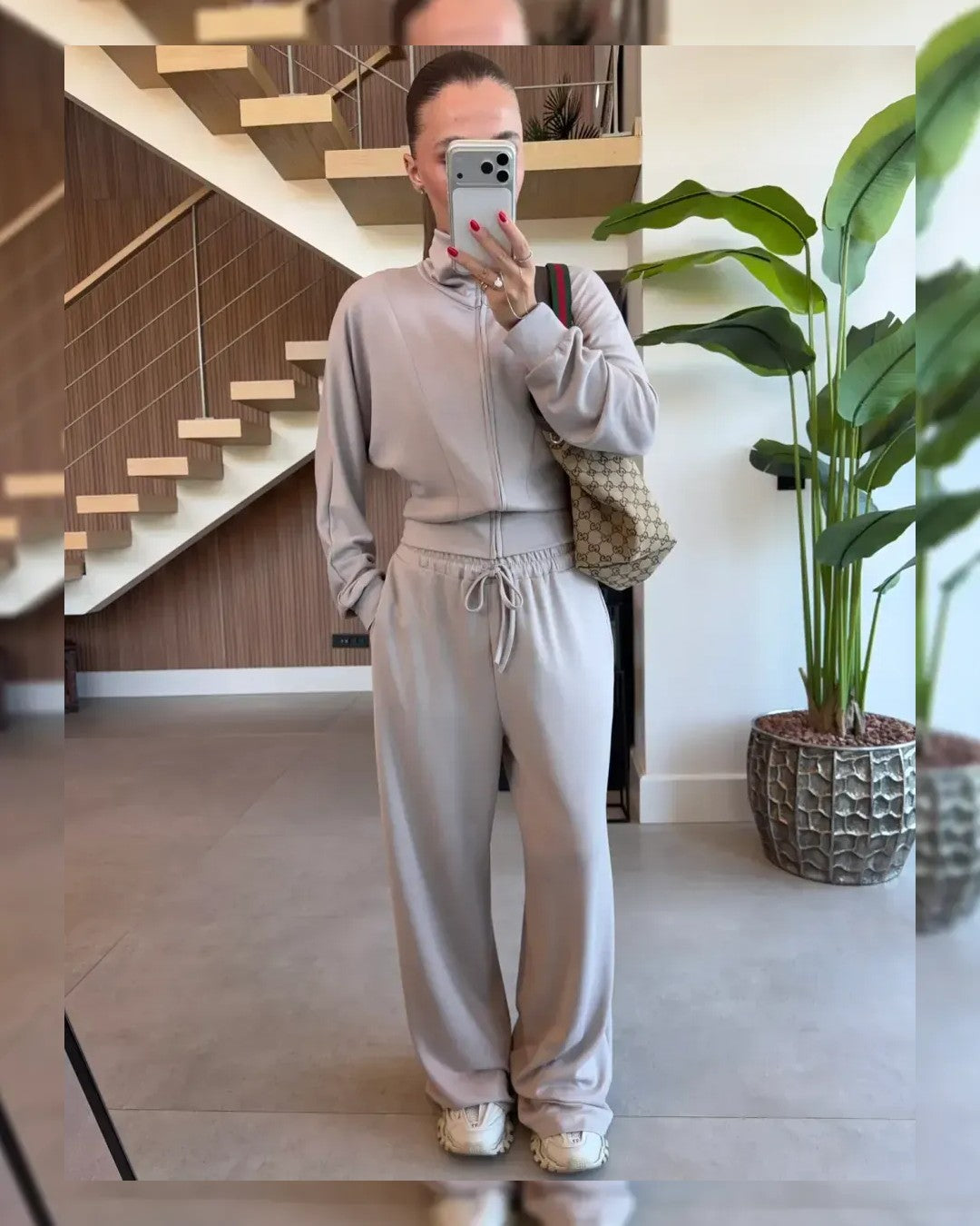 Two Piece Set - Beige - front view